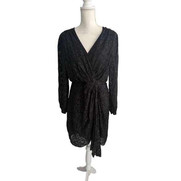 LE LIS BLANC Black Long Sleeve Ruched Cocktail Dress Size 42 / US 8 - Picture 6 of 8